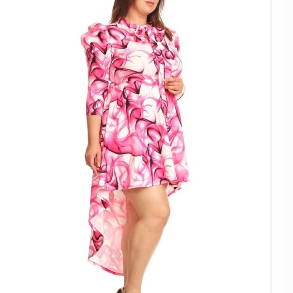 Swirl pink hi-low dress